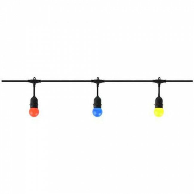 BES LED Prikkabel E27 - 10 Fittingen - 10 Meter - Zwart