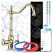 Ari Retro 2 osmose omgekeerde waterfilter met keukenkraan, met Wi-Fi, zonder reservoir, messing, goudkleurig, keramisch ventiel, 360 graden draaibaar
