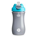Chicco Pop-up cup, lekvrij glas voor kinderen, praktisch openen, siliconen schenktuit, luchtdichte sluiting, gemakkelijk te dragen, glas voor kinderen van 2 jaar, inhoud 350 ml, lichtblauw