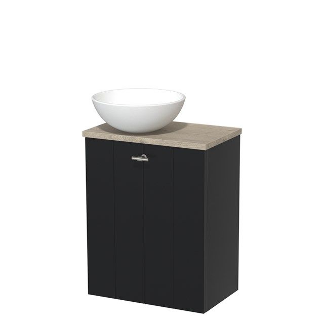 Maxaro Modulo Toiletmeubel 41 cm Mat Zwart Lichtgrijs Eiken