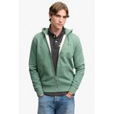 Superdry Essential Logo Half Brushed Zip Hoodie Heren Baai Groen Gemêleerd Katoen/Polyester L