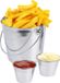 Excellent Houseware Frietbak/patatjes serveeremmer set - 3-delig - RVS - 11 x 11 cm - zilver - met sausbakjes