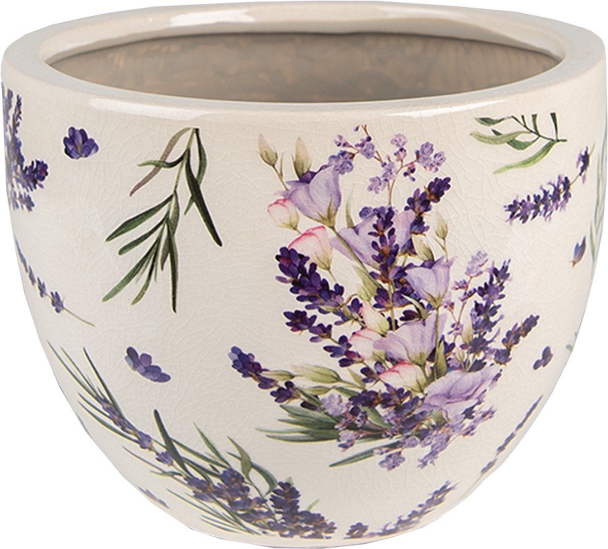 Clayre & Eef Bloempot Ø 15x11 cm Paars Groen Keramiek Lavendel Bloempot binnen Plantenpot Plant pot