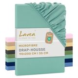 Lavea® Hoeslaken 90x200 cm – zachte en ademende microvezel – voor matrassen tot 20 cm – met elastiek rondom – oeko-tex gecertificeerd – Eucalyptusgroen