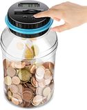 PIQIUQIU Digitale spaarpot, automatisch tellen van munten, spaarpot, container met lcd-display en grote capaciteit voor kinderen en volwassenen, 1,8 liter