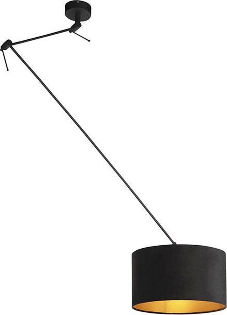 QAZQA blitz - Moderne Hanglamp met kap - 1 lichts - L 380 mm - Zwart - Woonkamer | Slaapkamer | Keuken