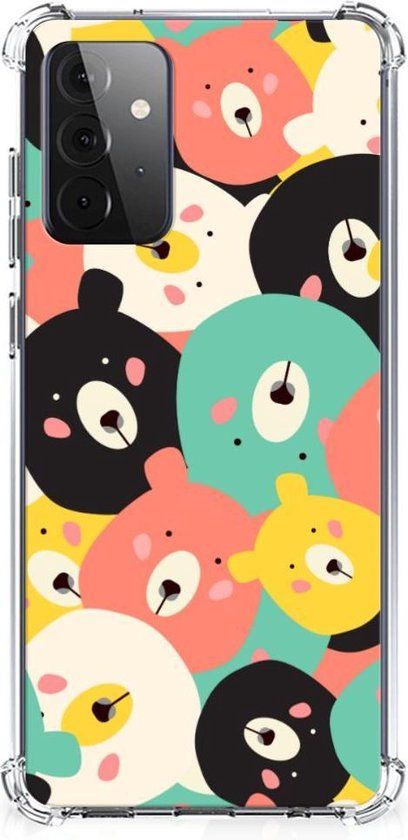 B2Ctelecom Hoesje voor Samsung Galaxy A72 4G/5G - Back Cover - TPU - Multi Bears - Beer/Cartoon