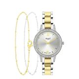 Lucardi Dames Regal cadeauset met gratis bicolor armband - Horloge - Staal - Goudkleurig
