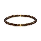 Frank 1967 7FB-0817 Heren Armband Kralenarmband Bruin Goudkleurig Gepolijst