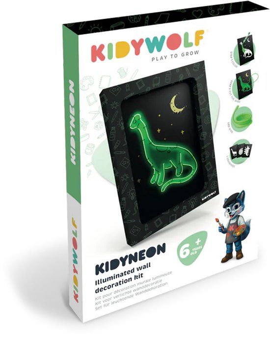 Kidywolf Kidyneon Kit Voor Lightgevende Wanddecoratie Dino