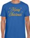 Bellatio Decorations Foute Kersttrui t-shirt - Merry Christmas - bleu - avec lettres dorées pailletées - hommes - vêtements de Noël / tenue de Noël XL