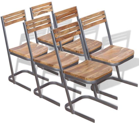 vidaXL Eetkamerstoelen 6 stuks massief teakhout bruin