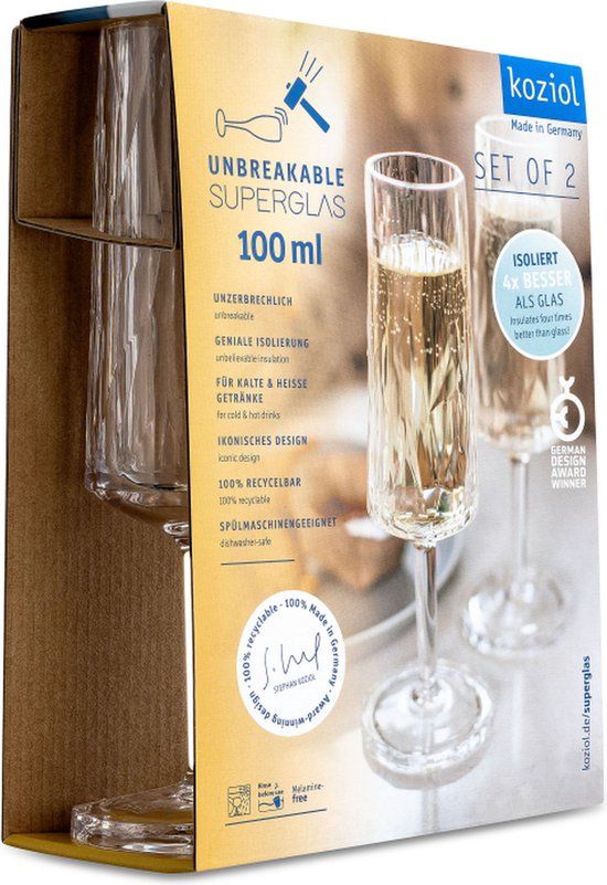 Koziol Superglas Club No. 14 Champagneflute 100 ml Set van 70 Stuks - Kunststof - Transparant