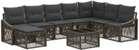 vidaXL Tuinbank - Set - 9-delig - Grijs - Polyrattan