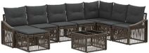 vidaXL Banc de jardin - Set - 9 pièces - Gris - Polyrattan