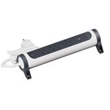 LEGRAND Stekkerdoos, premium meervoudige stekkerdoos met 3 stopcontacten, 2P+T en USB C+C, draaibaar, schakelaar, kabel 1,5 m, wit en donkergrijs 694440