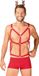 Obsessive Mr Reindy Harness, Shorts, Headband With Horns S/M Red/White Polyester