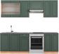 Vicco Fame-Line Unité de cuisine complète – 240 cm, WB anthracite vert-or, chêne doré puissance/or