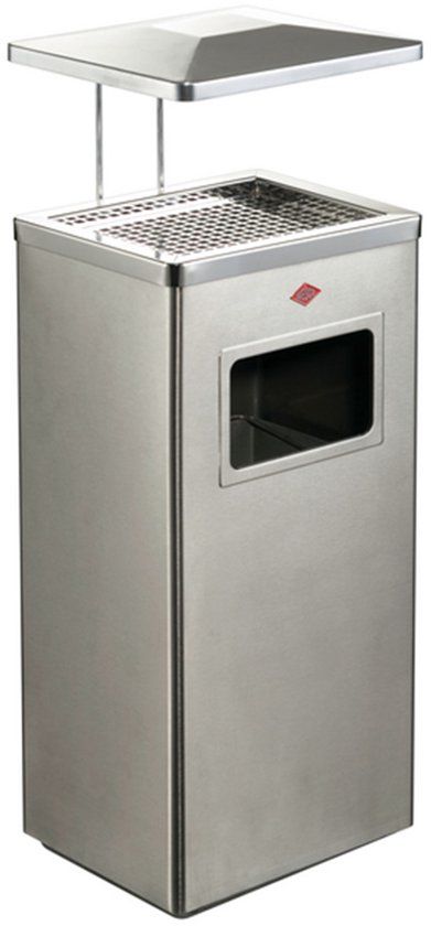 WESCO Staande Asbak met dak | 19 Liter | Mat RVS | Metaal