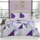 GC GAVENO CAVAILIA Easy Care Bedrukt beddengoed sets King Size, Poly Katoen Dekbedovertrek, Omkeerbare Bedhoezen, Paars/Grijs, 686750