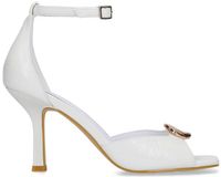 Sacha - Dames - Witte leren sandalen met hak - Maat 39