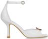 Sacha - Dames - Witte leren sandalen met hak - Maat 39