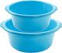Forte Plastics Voordeelset multifunctionele kunststof ronde teiltjes blauw in 2-formaten - 15 en 20 liter inhoud