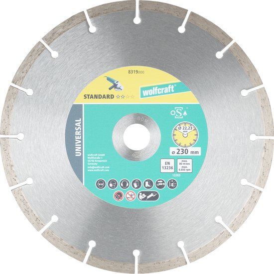 wolfcraft - Diamant Doorslijpschijf 230 mm - voor steen - 8319000