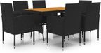 vidaXL 7-delige Tuinset Poly Rattan Zwart