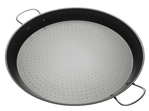 Kitchen Craft World Of Flavours Paella Pan, 46 Cm, Anti-Aanbaklaag, Carbon Staal, KCPAELLA46NS, Zwart, 46 cm