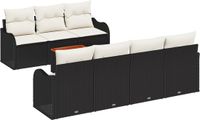 vidaXL Tuinbank Set 8-delig Zwart/Crème Polyrattan