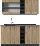 Vicco R-Line Eenpersoonskeuken Artisanaal eiken/antraciet 160 cm Zonder werkblad