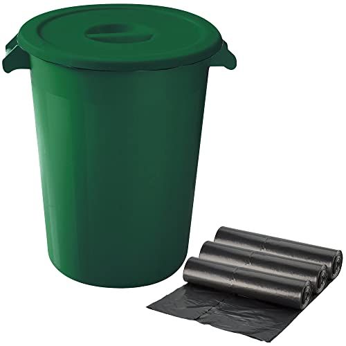 Wellhome Gerecycleerde containers + 3 x vuilniszakken met 10 stuks, zwart, 51 x 42,5 x 87,5 cm