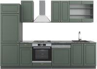 Vicco Fame-Line Complete keukeneenheid – 300 cm zonder werkblad Groen-Goud Landhuis/Antraciet