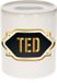 Bellatio Decorations Shoppartners Bv Spaarpot met voornaam Ted - wit - met goud/zwart embleem - 8 x 9 cm - keramiek - met afsluitdop - cadeau verjaardag