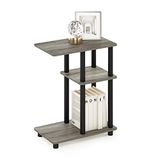 Furinno C-vorm bankbijzettafel, gebouwd hout, Frans eiken/zwart, 29,49 (D) x 50,01 (B) x 62,99 (H) cm