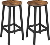 VASAGLE Barkruk, set van 4, ronde stoel, hoge keukenzitting, stalen frame, hoogte 65 cm, eenvoudige montage, industriële stijl, rustiek bruin en zwart