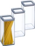 5Five Voorraadpot - 4x - keuken/voedsel - kunststof - 1500 ml - luchtdichte deksel - transparant - 10 x 10 x 20 cm