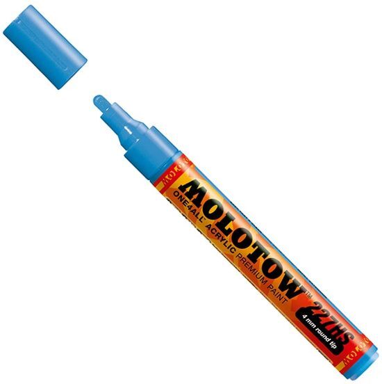 Molotow ONE4ALL 4mm Acryl Marker - Lichtblauw - Geschikt voor vele oppervlaktes zoals canvas hout steen keramiek plastic glas papier leer..