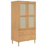 vidaXL Kledingkast SENJA - 90x55x175 cm - Grenenhout - Bruin