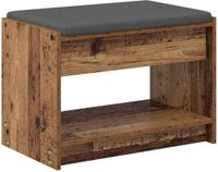 vidaXL Hallenbank Oudhout 63 x 38 x 45 cm Geïndustrialiseerd hout en stof