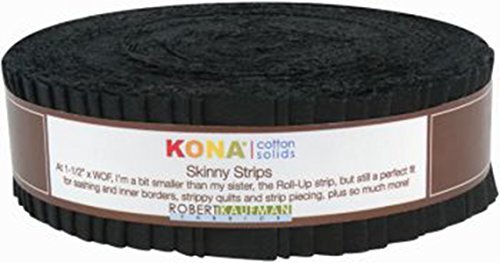 Robert Kaufman Skinny Strips Kona Solids zwart Colorway 40 Stuk 1 2in, 44 inch