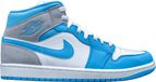 Nike Air Jordan 1 Mid University Blue Grey Sneakers Unisex Leder Wildleder Gummi Blau 44.5