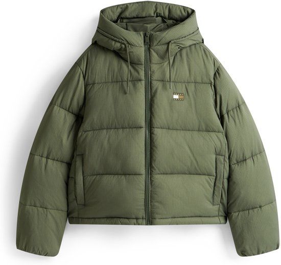 Tommy Jeans Tjw Hooded Puffer Jacket Dw0dw21625 Mrh Pewter Green Dames Maat - XS