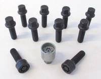 H&R Jeu de boulons de roue conique R14 M14x1.50 - Longueur 35mm - Noir - 10 pièces - incl. antivols de roue