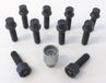 H&R Jeu de boulons de roue conique R14 M14x1.50 - Longueur 35mm - Noir - 10 pièces - incl. antivols de roue