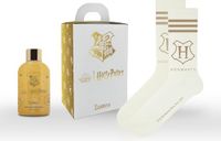 Harry Potter Lumos Geschenkdoos, douchegel 300 ml en officiële 'Hogwarts' sokken, wit-goud