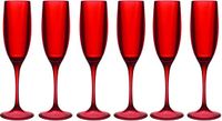 HOME DECO FACTORY Champagneglas - 6x - 13 cl - rood - glas - vaatwasserbestendig