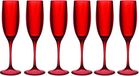 HOME DECO FACTORY Champagneglas - 6x - 13 cl - rood - glas - vaatwasserbestendig