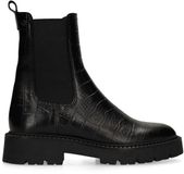 No Stress - Dames - Zwarte leren croco chelsea boots - Maat 40